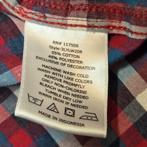 Levi's Herren kariert Perlen Druckknopfleiste Langarm Large - Bild 9 von 11