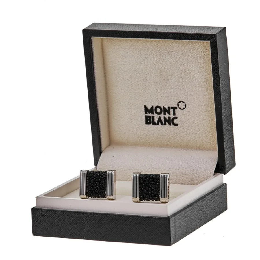 Мужские запонки из стерлингового серебра Montblanc Classic Black Ray Skin 35824 58490₽