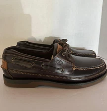 Sperry Top Sider Mako 2-Eye Moc Boat Shoes Mens 12 Dark Brown Leather Slip On