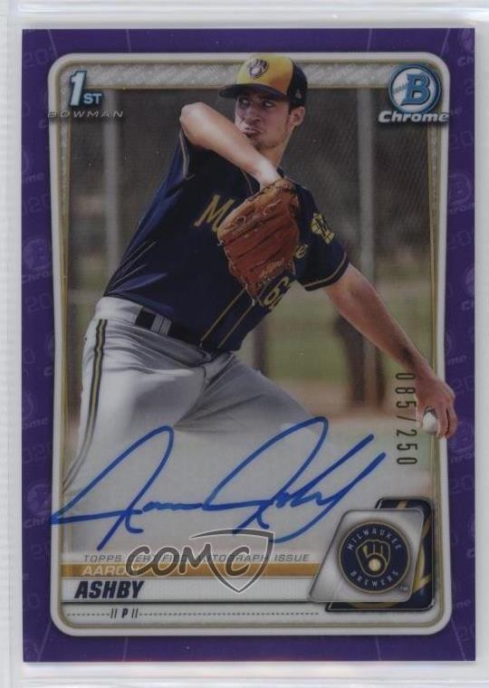 2020 Bowman Chrome Prospects Purple Refractor /250 Aaron Ashby #CPA-AA Auto 0c6