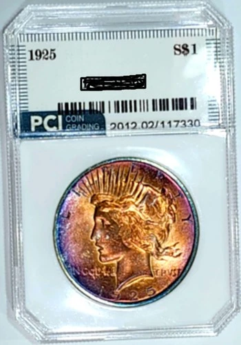 1925 Peace Dollar Gem BU ++++  Super Rainbow Color Toned Very PQ