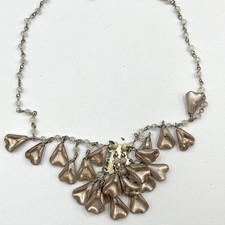 Vintage Rose Gold Tone Waterfall Necklace & Ornate Rose Jewelry Casket Set Retro