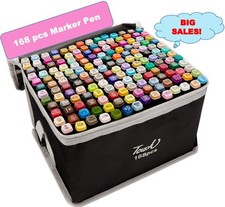 48-168pc Colouring Pens Dual Tip Markers Felt Tip Fine Broad Art Set Adults Kids