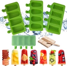 Popsicle Molds Set of 3,Ice Pop Molds Silicone 4 Cavities Ice Cream Oval Cake Po
