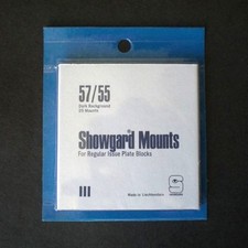 Showgard Stamp Mount Size 57/55 mm - BLACK (Pack of 25) (57x55 57mm)  PRECUT