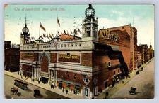 Vintage Postcard The Hippodrome New York City Cable Car Lehman Bros Fur Ad T36