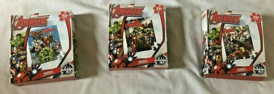 Rompecabezas Marvel Comics Vengadores 100 piezas Thor Hulk paquete de 3 rompecabezas Ironman Foto 2 de 4