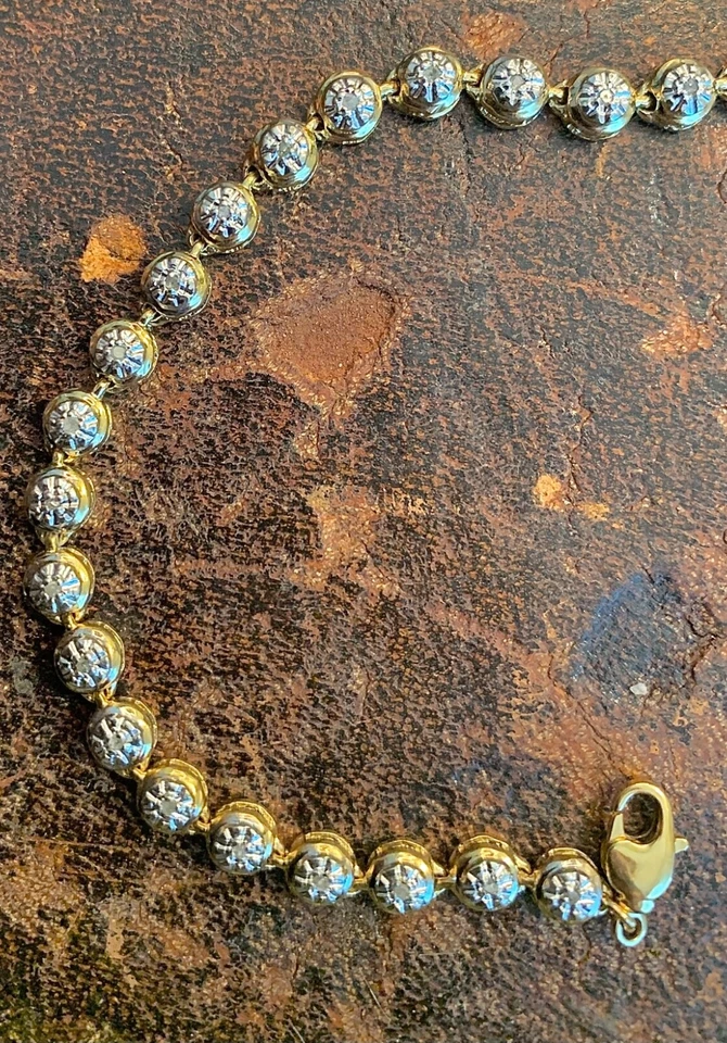 Exquisita Pulsera Vintage Chapada en Diamantes y Oro Excelente Estado Foto 4 de 4