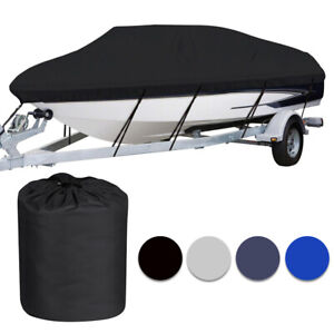Waterproof Heavy Duty Trailerable Boat Cover Fishing V-Hull Tri-Hull Runabout