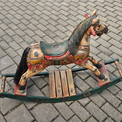 Vecchio Cavallo Di Legno Cavallo A Dondolo Cavallo Da Giostra 93