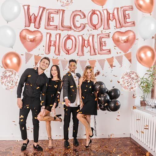 Welcome Home Decorations Rose GoldWelcome Home Foil Balloon Banner with Roseg... - Imagen 4 de 8