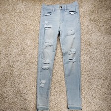 AMERICAN EAGLE - Size 4 - Super Super Stretch Hi-Rise Jeggings Distressed Jeans