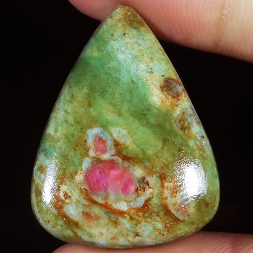 Top Quality Untreated 43.95 Cts RUBY FUCHSITE 26x35x5 mm Pear Cabochon Gemstone