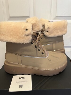 NIB MEN'S UGG CITY BUTTE DUNE LEATHER WATERPROOF SNOW BOOTS SIZE
