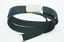 Black 1.5" Wide Canvas Military Army Web Belt Unisex Nickle Polished Buckle 56"