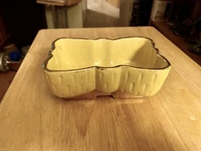 UPCO USA 104  6" Glazed Pottery Planter  Yellow and Gold trim