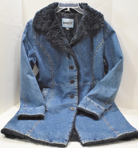 Vintage Bombshell Mantel lang verblasst Jeans Denim Damen M blau mit Knopfleiste Trench - Bild 3 von 15
