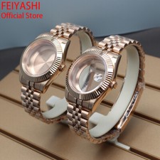 Rose Gold 36mm/40mm log Watch Case Jubilee Bracelet Band Sapphire For Seiko nh35