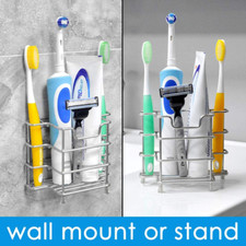 Self Adhesive Wall Mount Stainless Steel Toothbrush Holder Stand Bathroom Shower