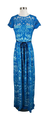 MONIQUE LHUILLIER NEW Azure Blue Lace Crochet Overlay Tie Belt Maxi Dress Size 2 | eBay MONIQUE LHUILLIER NEW Azure Blue Lace Crochet Overlay Tie Belt Maxi Dress Size 2 | eBay