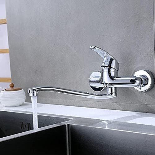 Rubinetto cucina girevole scarico montaggio a parete miscelatore cucina bagno rubinetto - Foto 3 di 10
