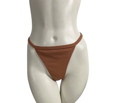 Zaful Womens Brown Ribbed Bikini Bottom Mid-Waist Size 8