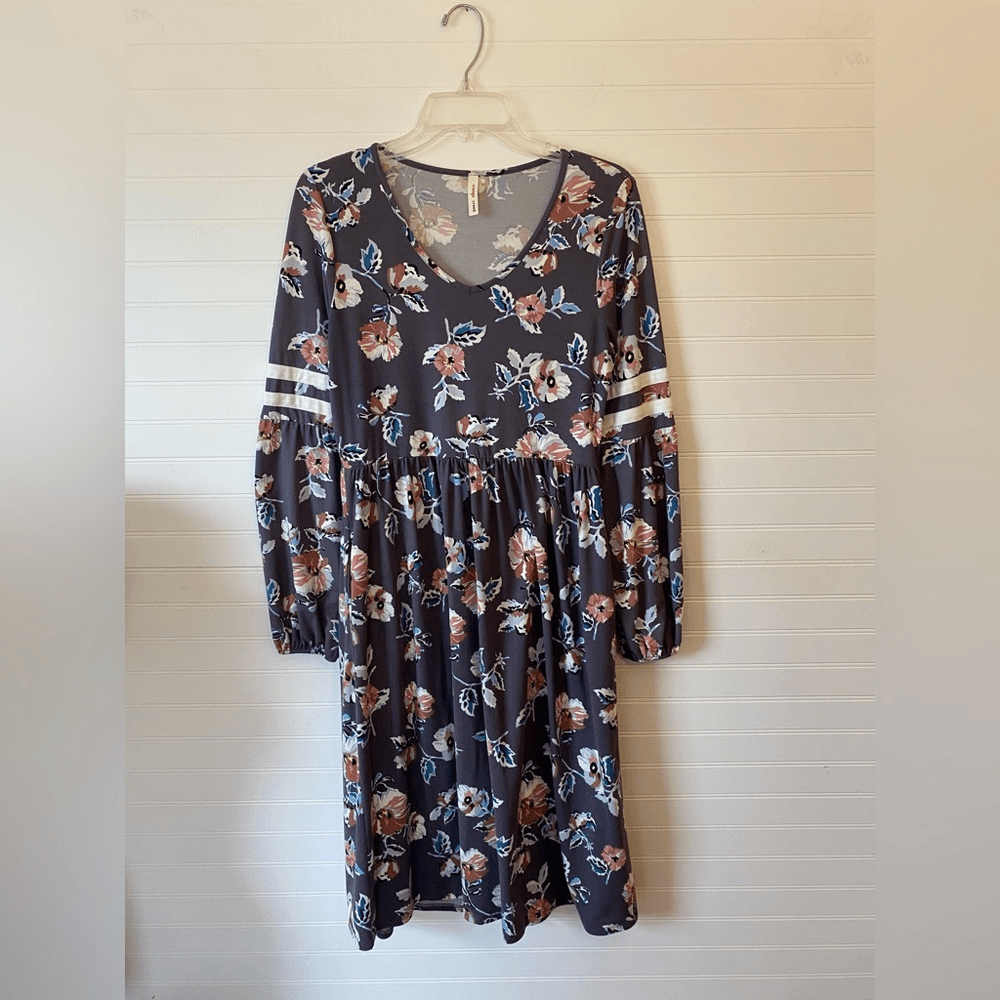 modest dusty blue dress Dusty Blue Manal button down Modal modest maxi dress main image 1