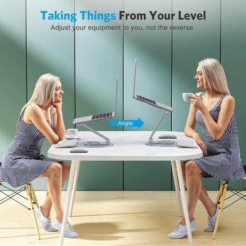 Premium Aluminum Portable Laptop Stand - Adjustable Height with Heat Vent Design - Picture 9 of 11