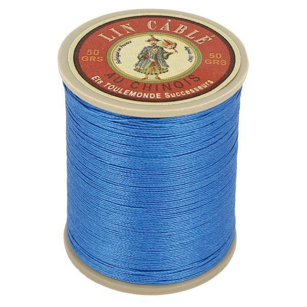 Fil de lin câblé Au Chinois anti-effilochage pour couture cuir bleu roy