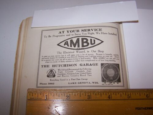 1919 AMBU THE HUTCHISON GARAGE Paper Ad LAKE GENEVA WISCONSIN Goodyear  Firestone | eBay