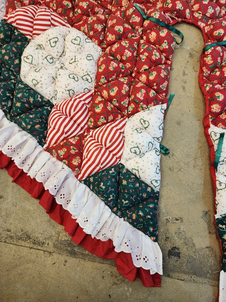 Falda de árbol de Navidad vintage hecha a mano acolchada retazos acolchada leer descripción- Foto 4 de 4