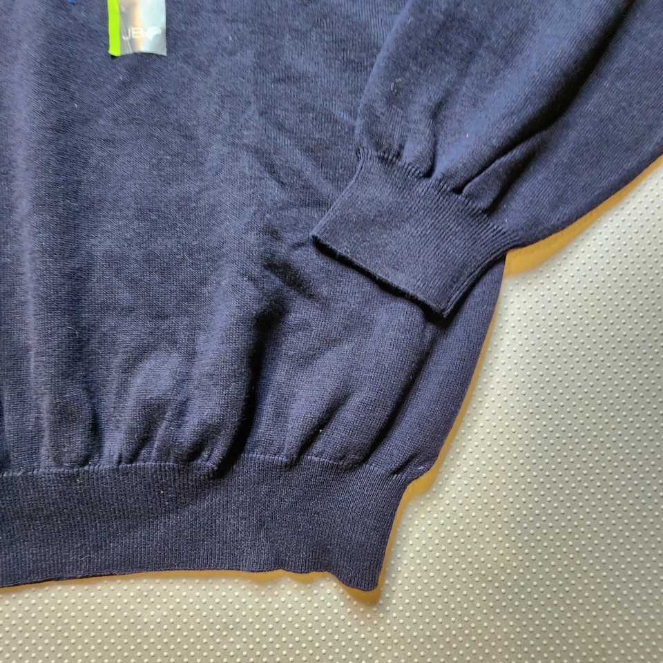 Suéter masculino John Bartlett Consensus XXL azul listra branca gola V algodão NOVO - Imagem 3 de 4