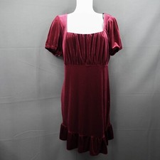 Forever 21 Womens Dress Plus 1X Burgundy Velvet Mini Twee Softgirl Retro Whimsy