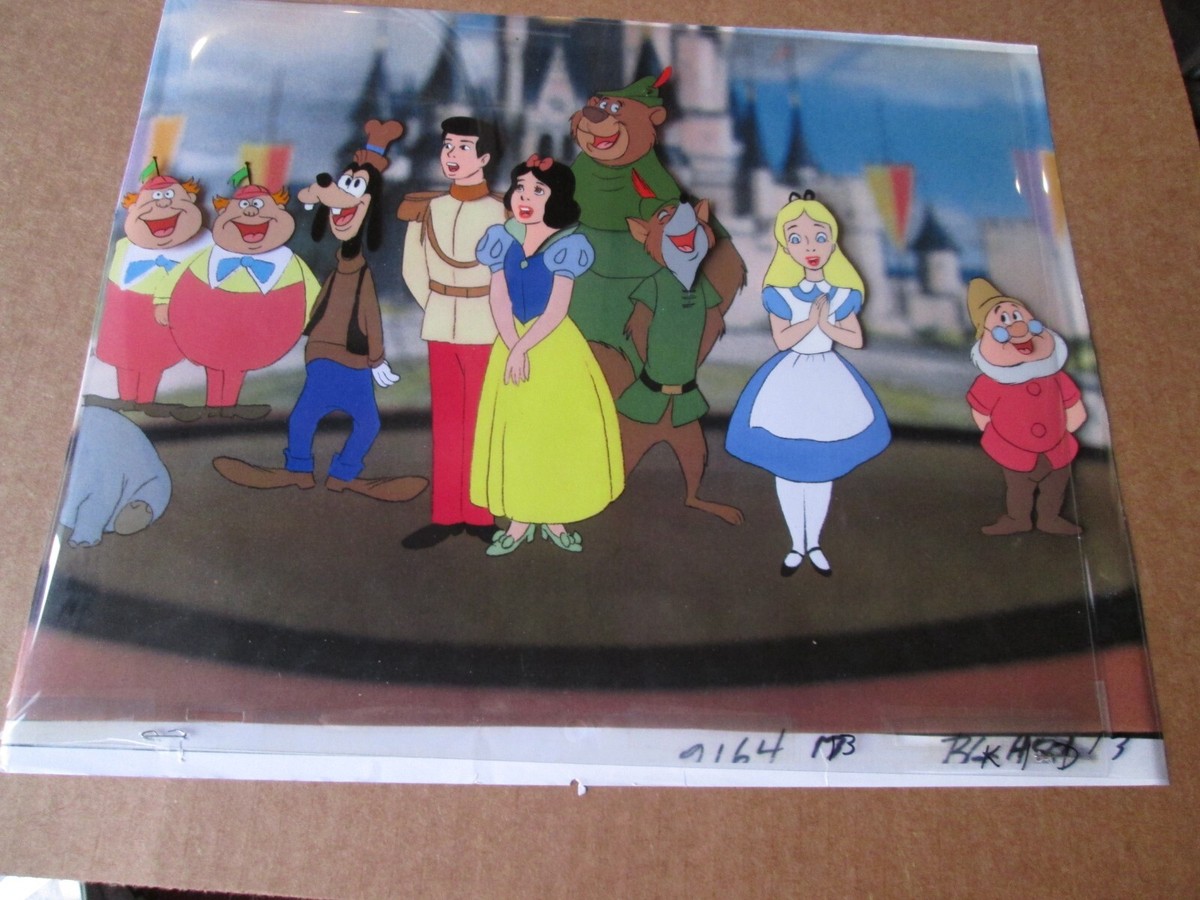 Disney Snow White, Alice Tweedle Dee & Dum Goofy Robin Hood Cel