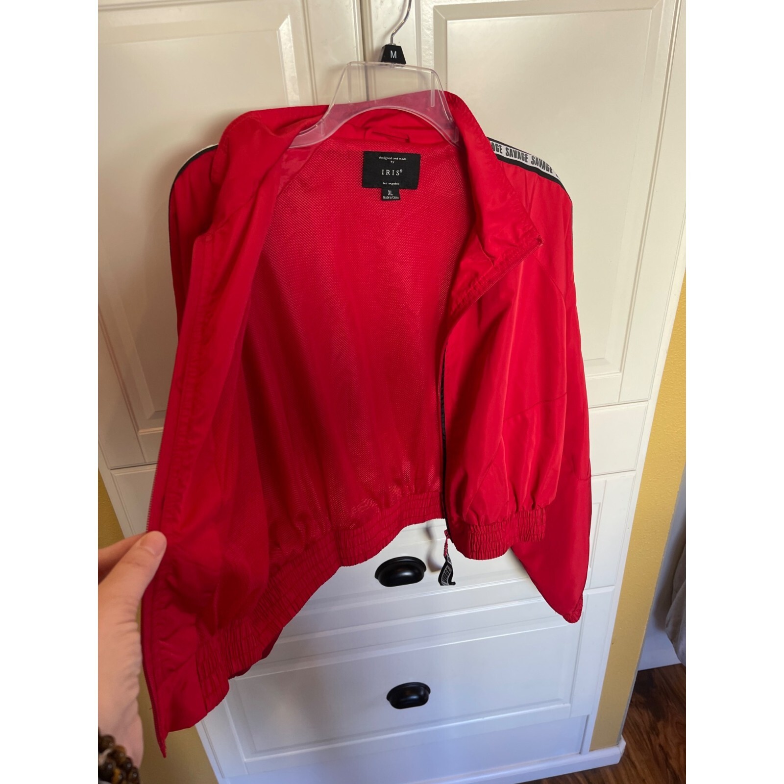 Iris Red Cropped Full Zip Bomber Windbreaker Size… - image 8