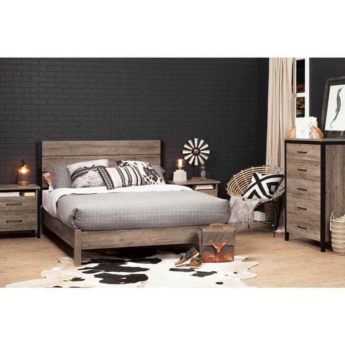 Munich Weathered Oak and Matte Black Full Headboard - Picture 4 of 4