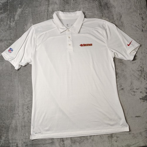 San Francisco 49ers Nike Polo Shirt Mens XL White Dri-Fit NFL Football Preppy