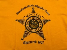 VINTAGE 90's MARYLAND STATE SHERIFFS' ASSN. T SHIRT MENS LARGE YELLOW BLACK e
