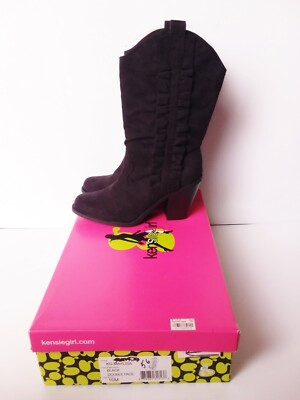 NEW in box kensie girl Maylisa Black Suede Boots Size 10M Below Knee 10B/40