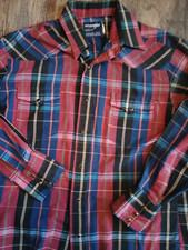 Wrangler Western Shirt Mens 16 X-longtails Purple Plaid Long Sleeve Pearl Snap