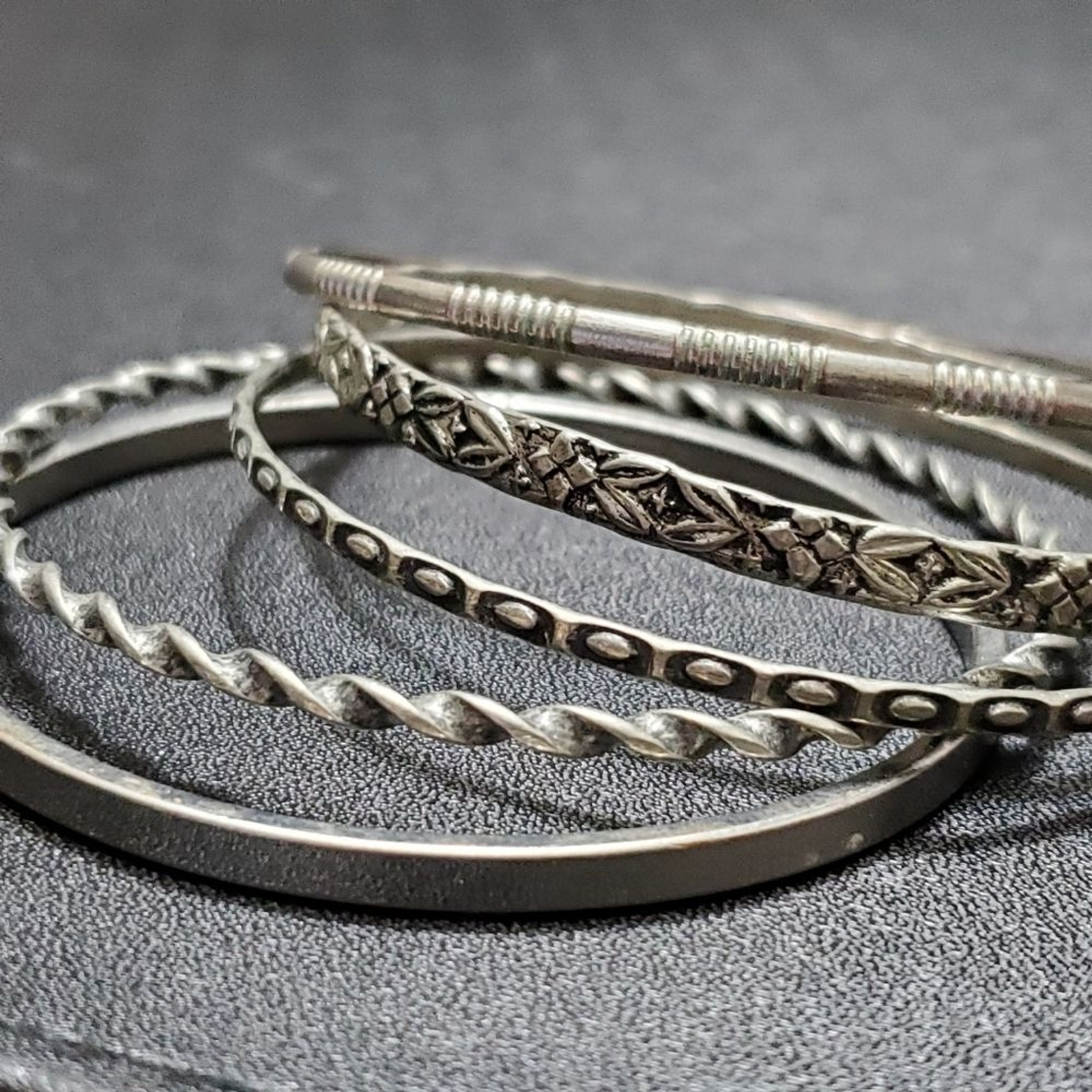 Silver tone bangle bracelet bundle - image 1