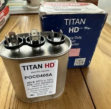 TitanHD POCD405A American-Made Oval Motor Run Capacitor 40/5 MFD 370 Volts NIB