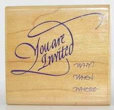 Rubber Stampede Vintage YOU ARE INVITED Party Invitation Wood Mount Rubber Stamp