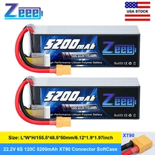 2x Zeee 22.2V 120C 6S LiPo Battery 5200mAh XT90 for RC Helicopter Airplane Truck