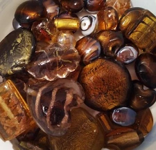 Lampwork Beads, 1/2 LB  Bulk, Amber, Topaz, Gold, Handmade Glass