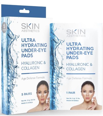 Skin Aesthetics Ultra Hydrating Under Eye Pads Hyaluronic Collagen  5 Pairs NIB