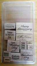 2002 Stampin Up ALL YEAR CHEER 12 pc RUBBER INK STAMP SET Set 3 Miexed Holidays