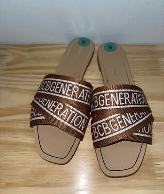 BCBGeneration Womens Kala Slip On Square Toe Flat Brown 8