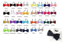 KIDS BOW TIE tie children bow tie plain with elastic band many colors NEW