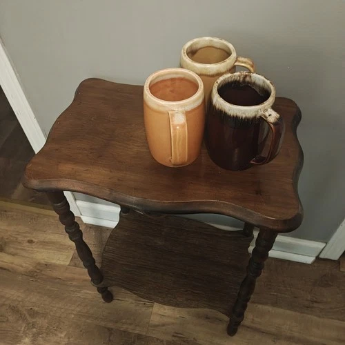 3  Hull Pottery Coffee Mugs 5 1/2"  Brown, Tangerine & Butterscotch